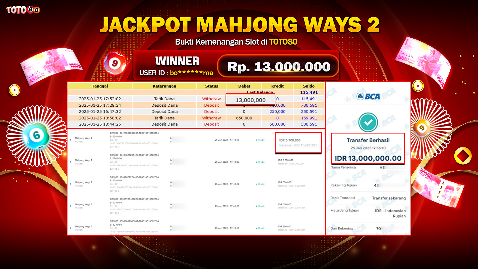 TOTO80 JACKPOT MAHJONG WAYS 2  Rp.13.000.000,- LUNAS