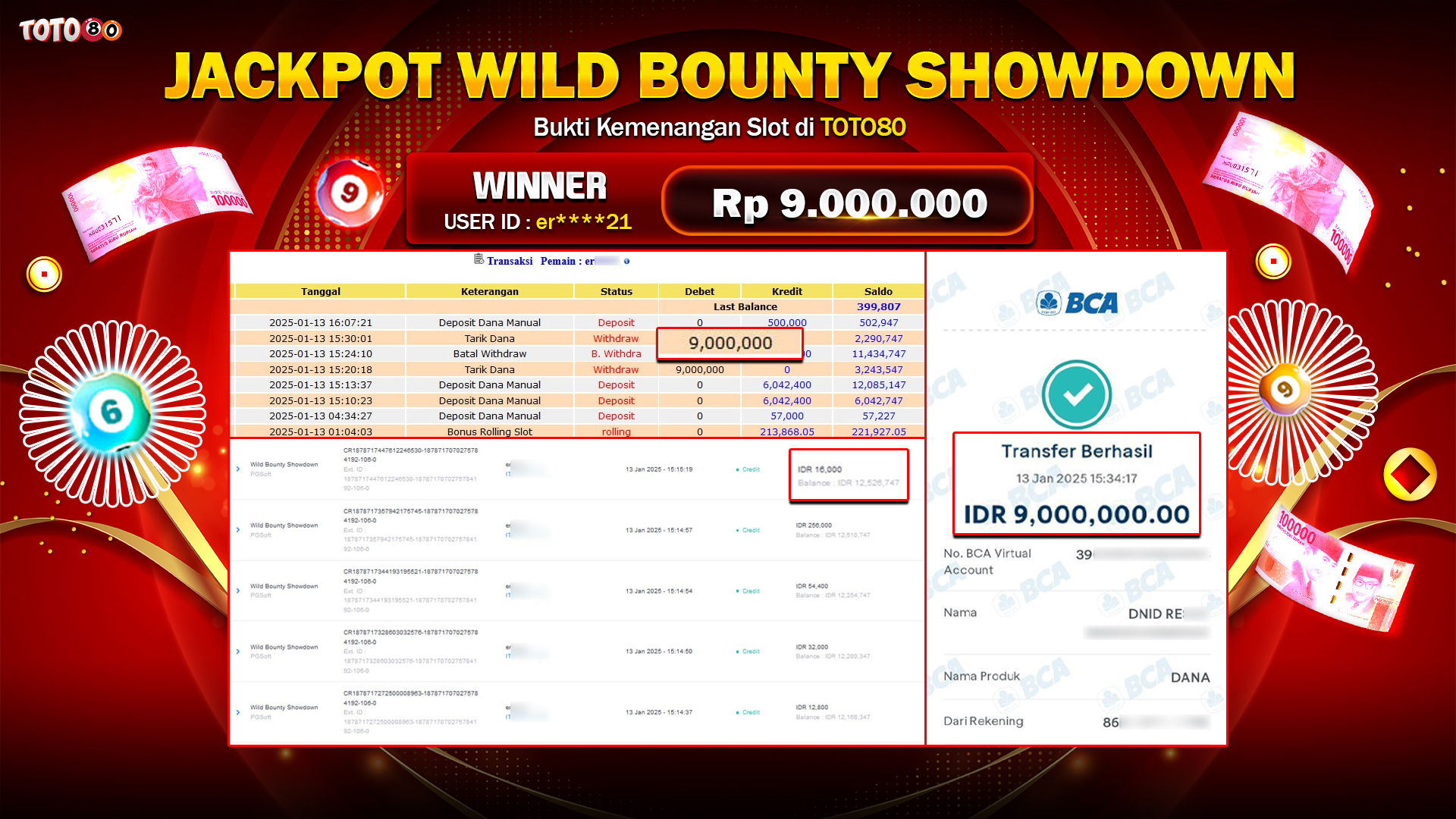 TOTO80 JACKPOT WILD BOUNTY SHOWDOWN Rp.9.000.000,- LUNAS