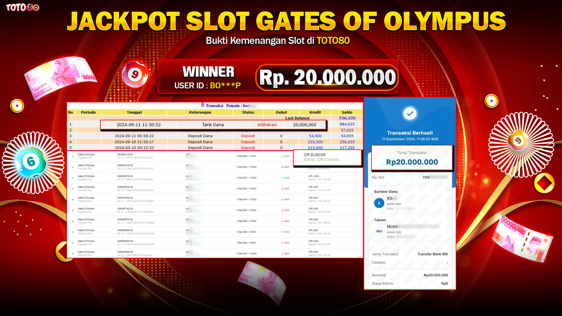 TOTO80 JACKPOT GATES OF OLYMPUS Rp.20.000.000,- LUNAS