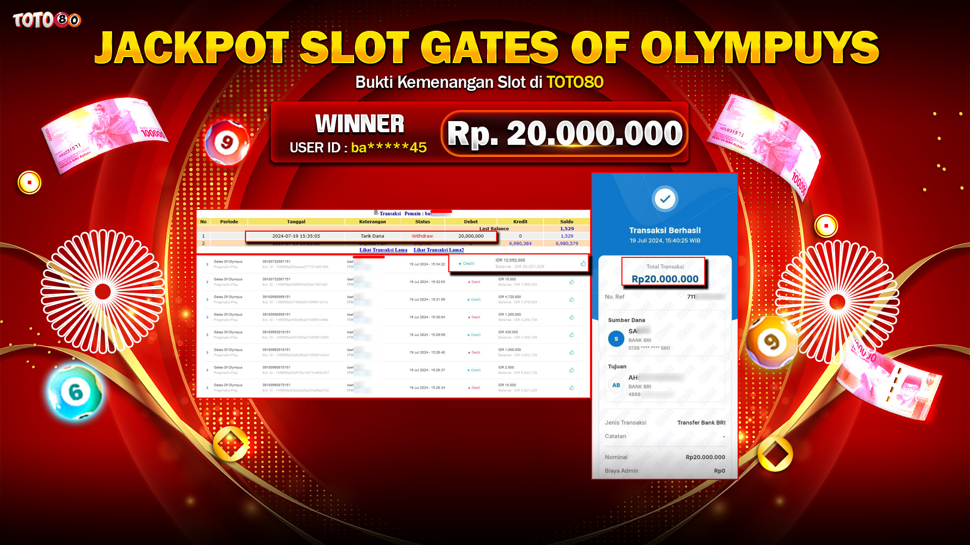 TOTO80 JACKPOT SLOT GATES OF OLYMPUS  Rp.20.000.000,- LUNAS