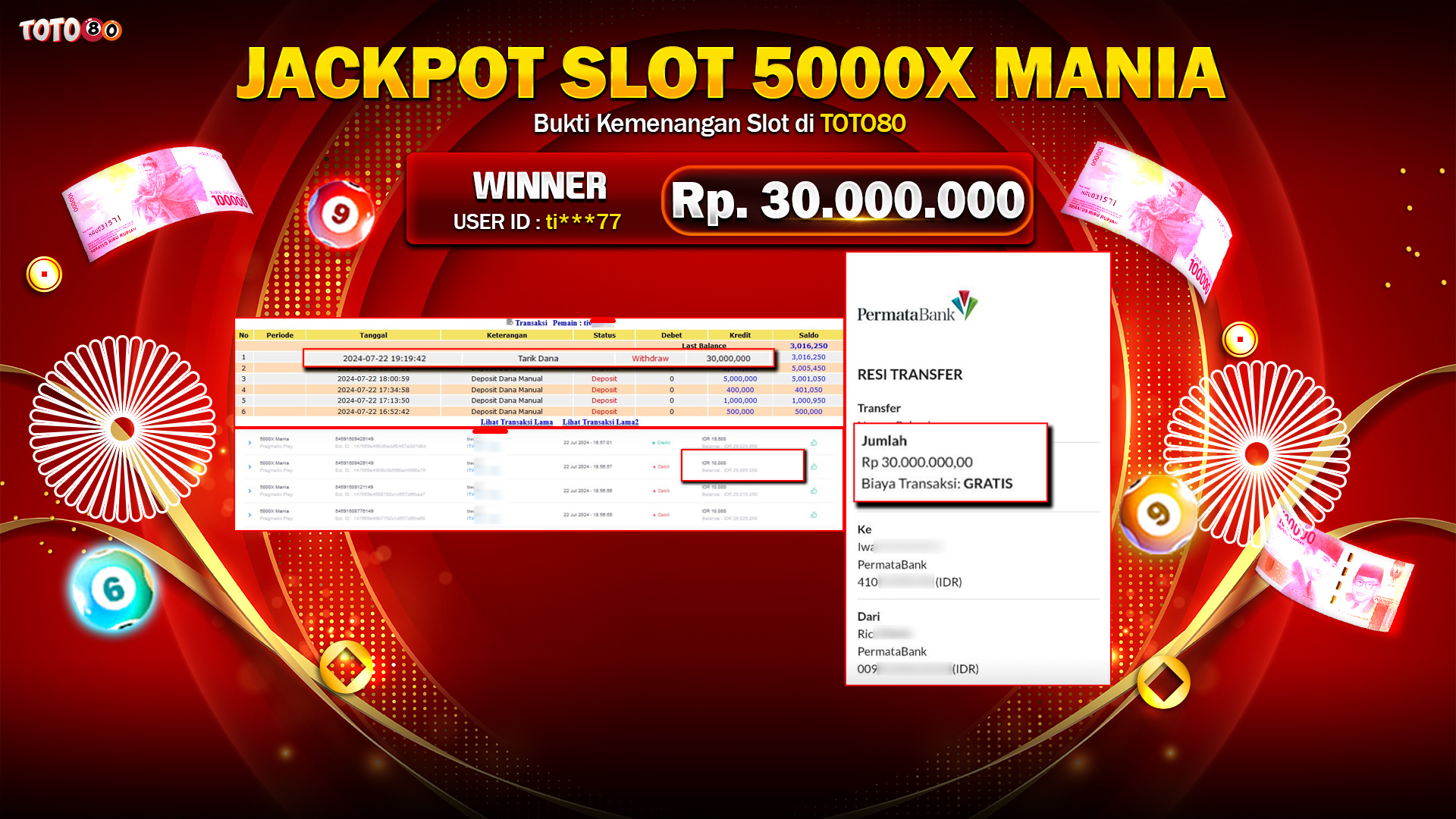 TOTO80 JACKPOT 5000x MANIA Rp.30.000.000,- LUNAS